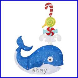 42 in Whale LED Fishing Tropical Beach Coastal Christmas Light Up Yard Sculpture