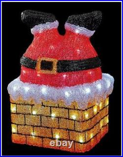 43cm LED Xmas Acrylic'Santa in Chimney' Indoor & Outdoor Christmas Decoration