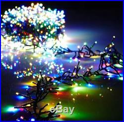 44 Foot Christmas Cluster Lights with 1300 Multi Color LED Garland Green Wire