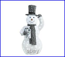 44 Lighted Gray White Snowman Sculpture Outdoor Christmas Decoration Yard Decor
