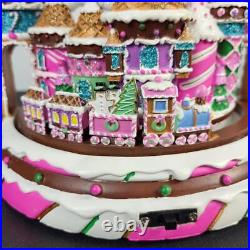 $450christopher Radko Candy Castle Snowglobe Musical Toyland Rotating Train