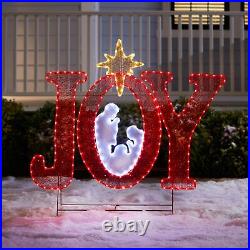 45H Pre-Lit Joy Sign With Holy Family, Christmas Christmas Decoration