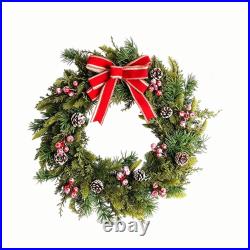 45cm Festive Plastic Wreath with Bow for Holiday Season Door and Wall Decor