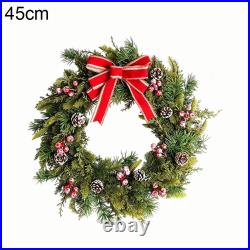 45cm Festive Plastic Wreath with Bow for Holiday Season Door and Wall Decor