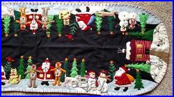 46 Handmade Wool Embroidered SANTA Reindeer SNOWMAN Pets CHRISTMAS TABLE RUNNER