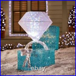 46 Lighted LED Twinkling Diamond Ring Gift Box Sculpture Christmas Yard Decor