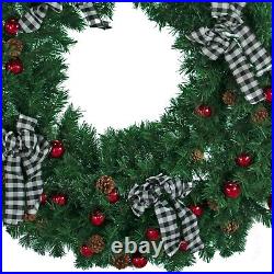 48IN Premier Pine Fir Christmas Wreath Artificial PVC Brush Unlit 4FT Diameter