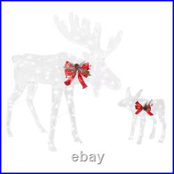 48.1 In Cool White LED Moose Christmas Holiday Yard Decoration (2-Piece) Holiday
