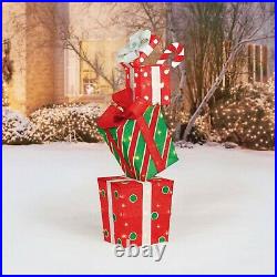 48 Christmas Lighted Stacked Giftboxes Outdoor Decoration Yard Sculpture Decor