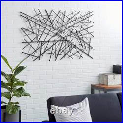 48 In. X 30 In. Metal Dark Gray Overlapping Lines Geometric Wall Decor
