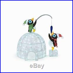 48 LED Lighted Igloo with Fishing Penguins Sculpture Christmas Yard Decor (New)