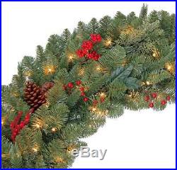 48 LED Lights Artificial Christmas Wreath 120 Lights Holiday Decoration Decor