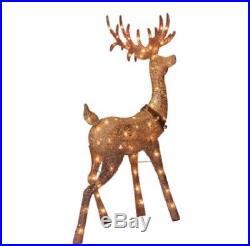 48 Lighted Golden Champagne Buck Deer Sculpture Outdoor Christmas Yard Decor