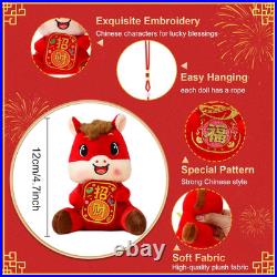 48 Pcs Chinese New Year Horse Plush 2026 Year of the Horse Ornaments Cute Masc