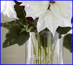 $48 Pottery Barn WHITE FAUX POINSETTIA Flower Stems 28 High Set of 4 NWT