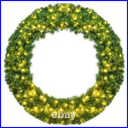 48 Pre-lit Cordless Artificial Christmas Wreath 714 Tips with 200 LED Light&Timer