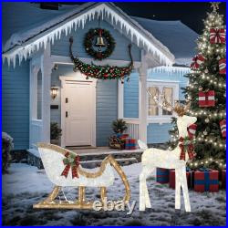 48 Reindeer + 38 Sleigh Pre-Lit LED Christmas Decor Indoor Outdoor Festive