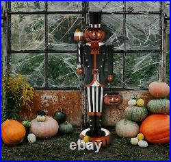 48 inch Illuminated Metal Pumpkin Soldier Indoor/Outdoor Oversized Decor