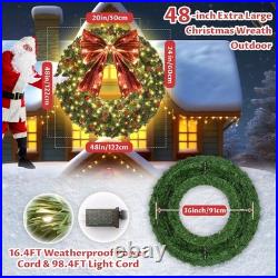 48inch Large Christmas Wreath Outdoor Christmas Wreath with 300 Lights and