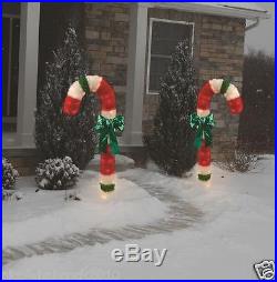 4FT CHRISTMAS LIGHTED TINSEL CANDY CANE RED, GREEN, WHITE OUTDOOR YARD DECOR