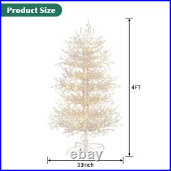 4FT Pre-lit Aspen Fir Artificial Christmas Tree Hinged Xmas Tree 280 Branch Tips