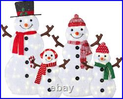 4Ft 4-Piece 2D Lighted Christmas Snowman Family Set, Large Outdoor Yard Decor