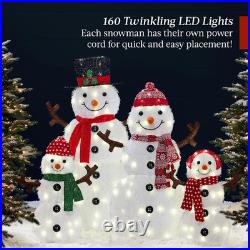 4Ft 4-Piece 2D Lighted Christmas Snowman Family Set, Large Outdoor Yard Decor 4Ft 4-Piece 2D Lighted Christmas Snowman Family Set, Large Outdoor Yard Decor