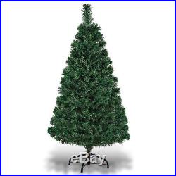 4Ft Pre-Lit Fiber Optic Artificial PVC Christmas Tree with Metal Stand Holiday
