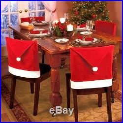 4Pcs Santa Red Hat Chair Covers Christmas Decor Dinner Chair Xmas Cap Gift