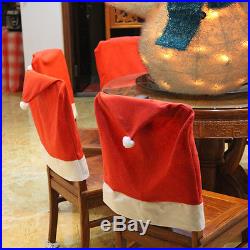 4Pcs Santa Red Hat Chair Covers Christmas Decor Dinner Chair Xmas Cap Gift