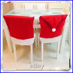 4Pcs Santa Red Hat Chair Covers Christmas Decor Dinner Chair Xmas Cap Gift