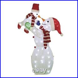 4’4 LED Lighted Christmas Snowman Mom Lifting Kid Outdoor Yard Holiday Decor