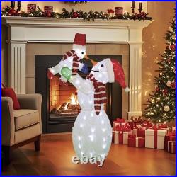 4’4 LED Lighted Christmas Snowman Mom Lifting Kid Outdoor Yard Holiday Decor