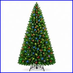 4.5FT 6FT 7.5FT 9FT Pre-Lit Artificial Christmas Tree, Dual-Color LEDs, Hinged