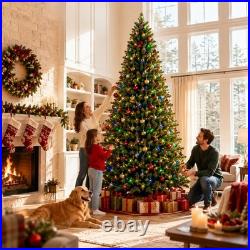 4.5FT 6FT 7.5FT 9FT Pre-Lit Artificial Christmas Tree, Dual-Color LEDs, Hinged
