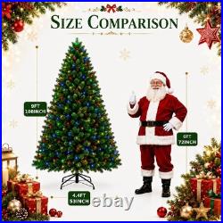 4.5FT 6FT 7.5FT 9FT Pre-Lit Artificial Christmas Tree, Dual-Color LEDs, Hinged