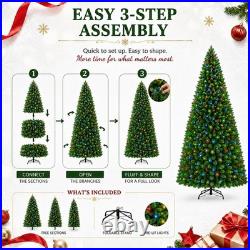 4.5FT 6FT 7.5FT 9FT Pre-Lit Artificial Christmas Tree, Dual-Color LEDs, Hinged