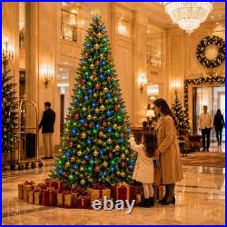 4.5FT 6FT 7.5FT 9FT Pre-Lit Artificial Christmas Tree, Dual-Color LEDs, Hinged