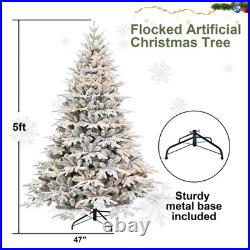 4/5/6/6.5/7.5Ft Prelit Flocked Artificial Christmas Tree White Snow Frosted Fir