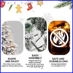 4/5/6/6.5/7.5Ft Prelit Flocked Artificial Christmas Tree White Snow Frosted Fir 4/5/6/6.5/7.5Ft Prelit Flocked Artificial Christmas Tree White Snow Frosted Fir