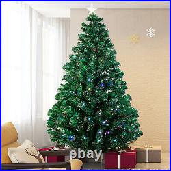 4/5/6/7FT Pre-Lit Christmas Tree Fiber Optic With Multicolor LED Lights Holiday