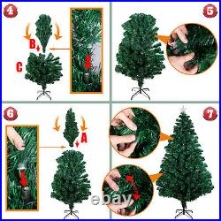 4 5 6 7FT Pre-Lit Fiber Optic Artificial Christmas Tree with Multicolor LED Lights