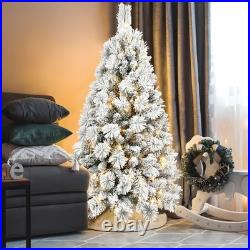 4/5/6/7/8FT Snow Flocked Hinged Artificial Christmas Tree Xmas Winter Decoration
