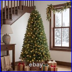 4.5-7.5FT PET Artificial Pre-Lit Christmas Tree Warm White LED Xmas Home Decor