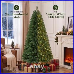 4.5-7.5FT PET Artificial Pre-Lit Christmas Tree Warm White LED Xmas Home Decor 4.5-7.5FT PET Artificial Pre-Lit Christmas Tree Warm White LED Xmas Home Decor