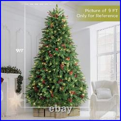 4.5/7.5/9/10FT Pre-lit Christmas Tree with 1000 Clear Lights, Holiday Decoration