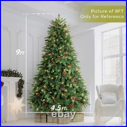 4.5/7.5/9/10 FT Prelit Artificial Christmas Tree Tall Decorated with Pinecones 4.5/7.5/9/10 FT Prelit Artificial Christmas Tree Tall Decorated with Pinecones