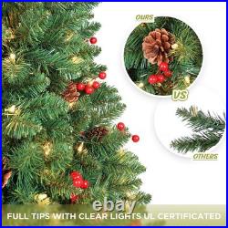 4.5/7.5/9/10 FT Prelit Artificial Christmas Tree Tall Decorated with Pinecones 4.5/7.5/9/10 FT Prelit Artificial Christmas Tree Tall Decorated with Pinecones