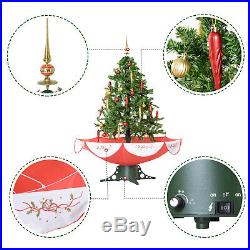 4.5' Pre-Lit Musical Snowing Artificial Christmas Tree with Umbrella Base