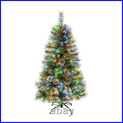 4.5-foot Cashmere Pine and Mixed Needles Pre-Lit Clear LED Hinged Artificial Chr
